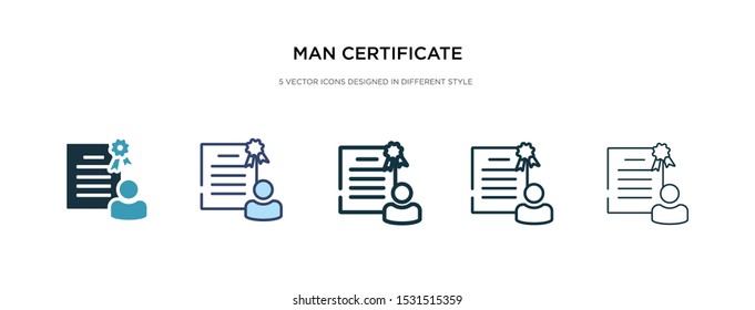 man certificate icon in different style vector illustration. two colored and black man certificate vector icons designed in filled, outline, line and stroke style can be used for web, mobile, ui