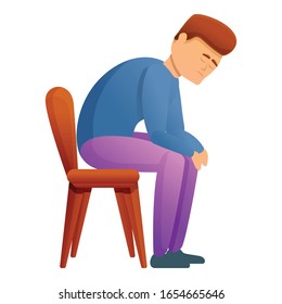Man at chair depression icon. Cartoon of man at chair depression vector icon for web design isolated on white background