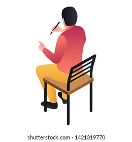 Man at chair icon. Isometric of man at chair vector icon for web design isolated on white background