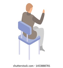 Man at chair icon. Isometric of man at chair vector icon for web design isolated on white background
