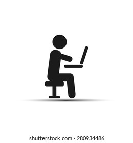 man chair laptop