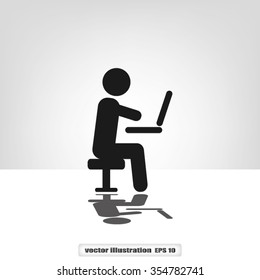 man chair laptop