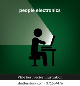 man chair laptop