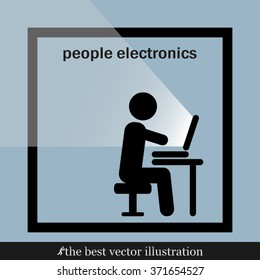 man chair laptop