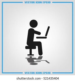 man, chair and laptop