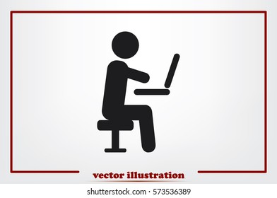 man chair laptop icon vector illustration.