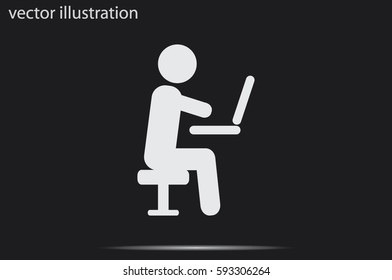 man chair laptop icon vector illustration