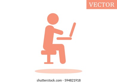 man chair laptop icon vector illustration.