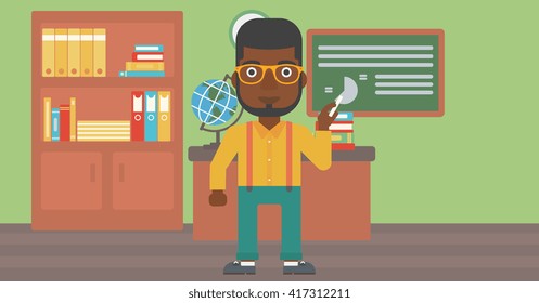 Man with chalk in hand.