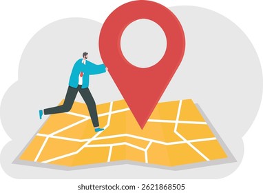 man change of address. Folded map and location pin. the restaurant is here. city map with pin pointer. Vector outline illustration.

