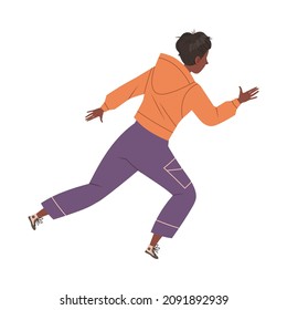 Man Character Afraid of Something Feeling Scared and Terrified Running Away Vector Illustration