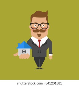 Man character architect and real estate broker