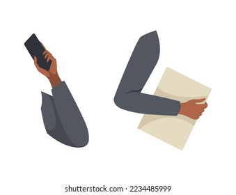 Man Character Arms with Jacket Sleeve as Constructor with Separated Body Part Vector Set