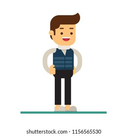 Man character avatar icon.Man in autumn season clothes