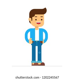 Man character avatar icon.Man consists of a shirt and trousers