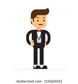 Man character avatar icon.Men in evening outfit