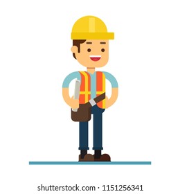 Man character avatar icon.Building worker male
