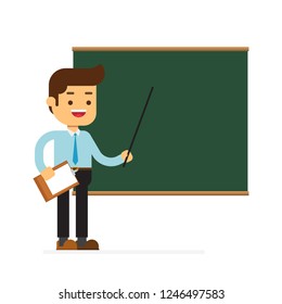 Man character avatar icon.teacher male with chalkboard