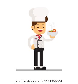 Man character avatar icon.Thai cuisine Tom Yum Goong Spicy Thai shrimp soup