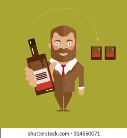 Man character with bottle / alcoholism
