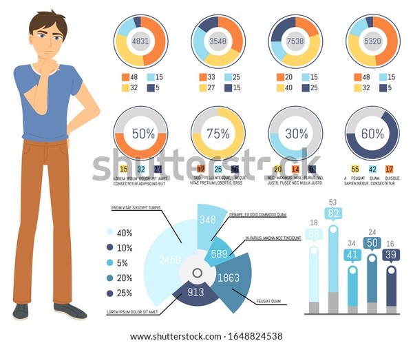 Man Character Brainstorming Graph Diagram Report Stock Vector (Royalty ...