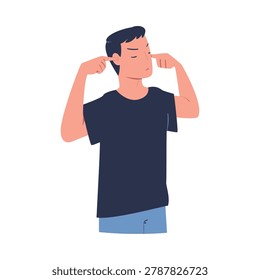 Man Character Can t Agree Arguing and Show Disagreement Vector Illustration