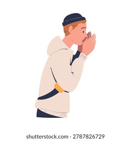 Man Character Can t Agree Arguing and Show Disagreement Vector Illustration