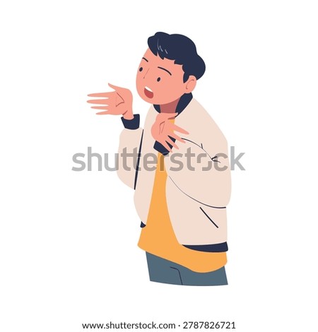 Man Character Can t Agree Arguing and Show Disagreement Vector Illustration