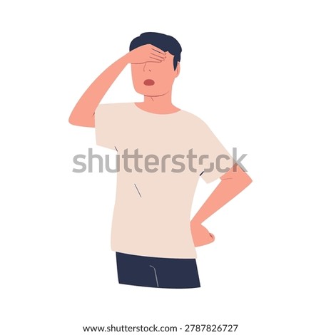 Man Character Can t Agree Arguing and Show Disagreement Vector Illustration