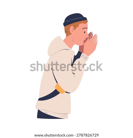 Man Character Can t Agree Arguing and Show Disagreement Vector Illustration