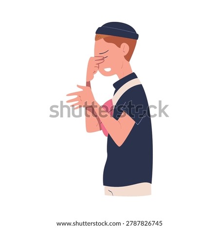Man Character Can t Agree Arguing and Show Disagreement Vector Illustration