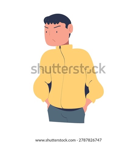 Man Character Can t Agree Arguing and Show Disagreement Vector Illustration