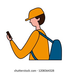 man character cartoon portrait on white background