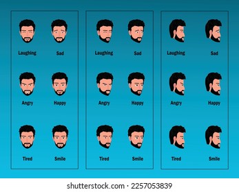 conjuntos de constructores de caracteres man con vector de diseño de emociones