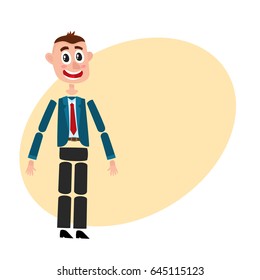 Man character creation set with separate head, body, arm, leg details, cartoon vector illustration with space for text.  