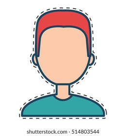 man character with cutting line
