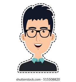 man character with cutting line