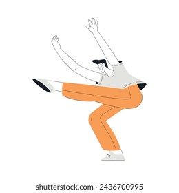 Man Character Dance Happily at Party Vector Illustration