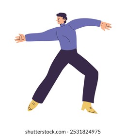 Man Character Dancing Moving Body at Music Tunes Vector Illustration