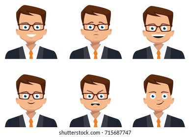 Handsome Brown Haired Young Adult Businessman Stock Vector (Royalty ...