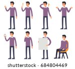 Man character with different emotions. Flat style vector illustration.
