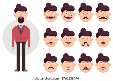 Man character with different types of mustache vector illustration