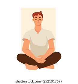 Personagem do homem do Yoga apoia a imunidade envolvida na ilustração de vetor de estilo de vida saudável