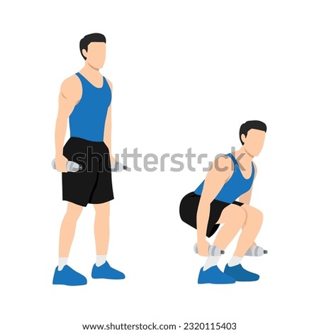 Man character doing Water bottle squats exercise. flat vector illustration isolated on different layers