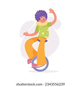 Man Character Dressed in Carnival and Party Clown Outfit Vector Illustration
