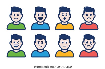 Icono de emociones de personajes humanos. Conjunto de iconos de expresión.