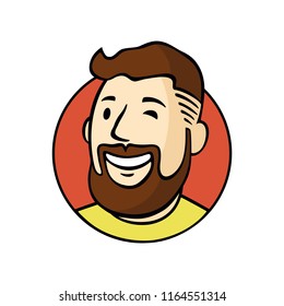 Man Character Face Avatar. Fallout Boy Profile. Male Portrait. Human Picture Modern Colorful Style. Vector Cartoon Illustration. EPS 10.