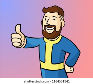 Man character face avatar. Fallout boy profile. Male portrait. Human picture Modern colorful style. Vector cartoon illustration. EPS 10.