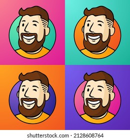 Man Character Face Avatar. Fallout Boy Profile. Male Portrait. Human Picture Modern Colorful Style. Vector Cartoon Illustration. EPS 10.