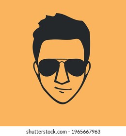 Man character face avatar in glasses